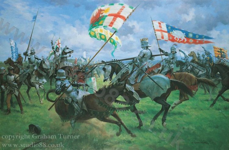 Graham Turner painting of Richard III at Bosworth killing William Brandon
