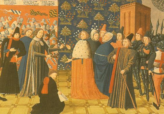 Richard II condemned as a tyrant surrenders the crown &amp; sceptre to his cousin Bolingbroke